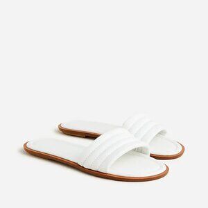 J. Crew Women's Sorrento White Leather Padded Slide Sandals Made in Italy 7 NIB